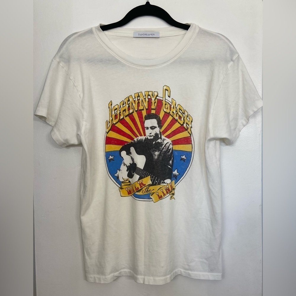 Daydreamer Johnny Cash Graphic White T-Shirt Size Small
